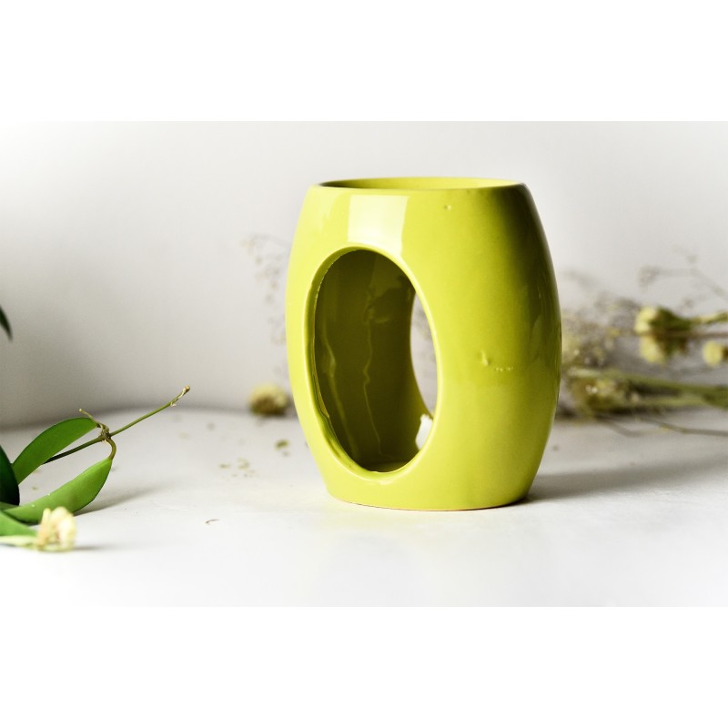 KOMINEK zapachowy duży CERAMICZNY OWALNY OWAL na olejki woski KREMOWY JASNY